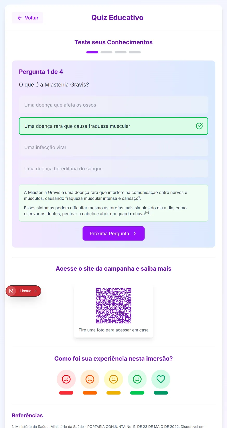 Webapp para exposição interativa | Campanha Miastenia Gravis, imagem 2