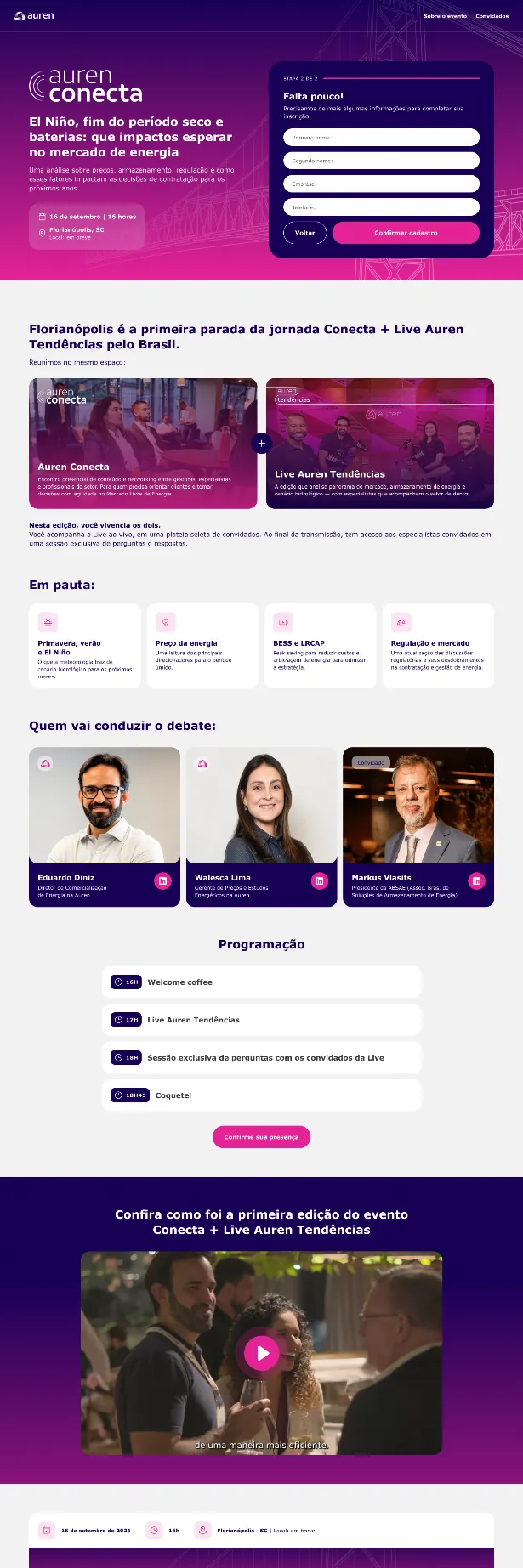 Landing Pages para eventos Auren, imagem 2