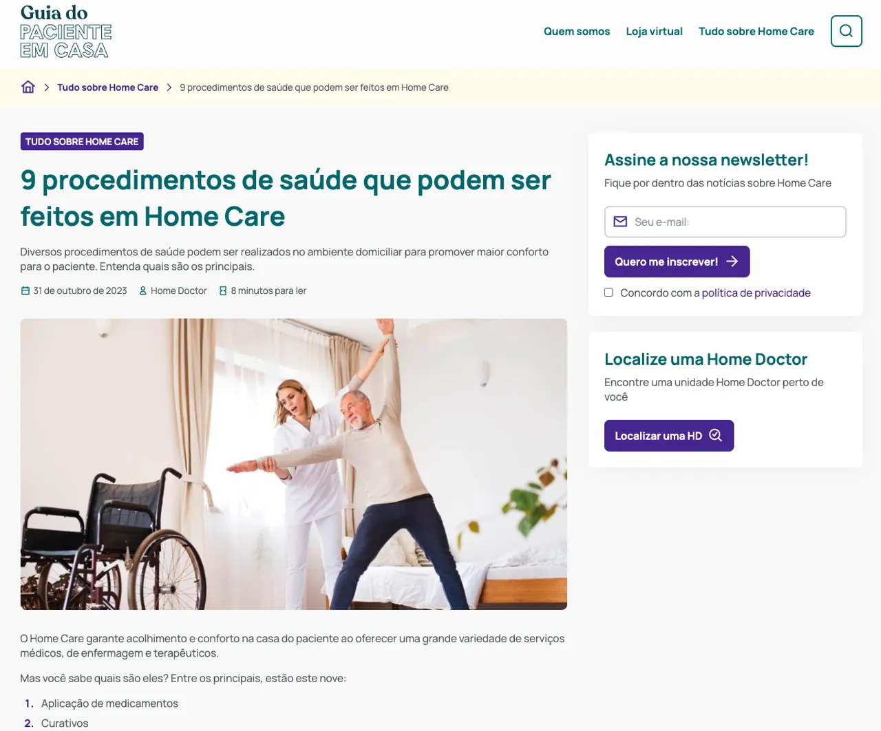 Home Doctor · Blog "Guia do Paciente em casa", imagem 1